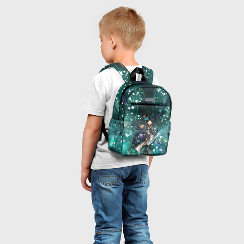 Детский рюкзак 3D с принтом Сяо | Геншин Импакт (Z), фото на моделе #1