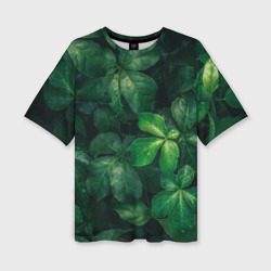 Женская футболка oversize 3D Тропическая листва Тропики