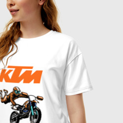 Женская футболка хлопок Oversize KTM мотокросс - фото 2