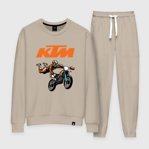 Женский костюм хлопок KTM мотокросс, цвет миндальный