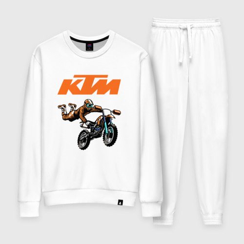 Женский костюм хлопок с принтом KTM | МОТОКРОСС (Z), вид спереди #2