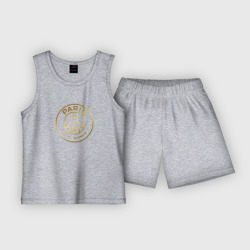Детская пижама с шортами хлопок PSG gold logo ПСЖ золото