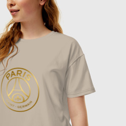 Женская футболка хлопок Oversize PSG gold logo ПСЖ золото - фото 2