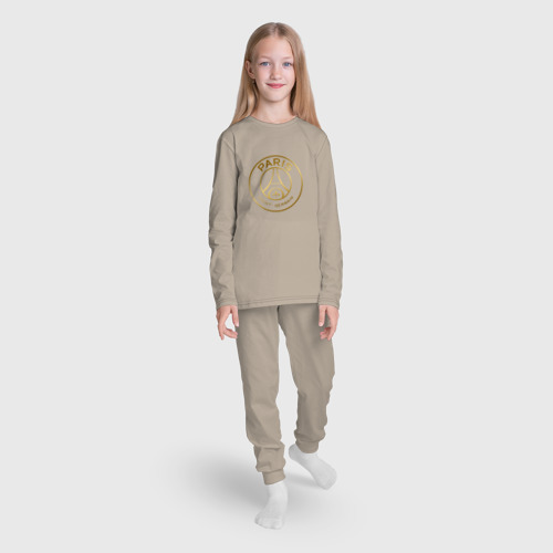 Детская пижама с лонгсливом хлопок PSG gold logo ПСЖ золото, цвет миндальный - фото 5
