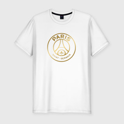 Мужская футболка хлопок Slim PSG gold logo ПСЖ золото