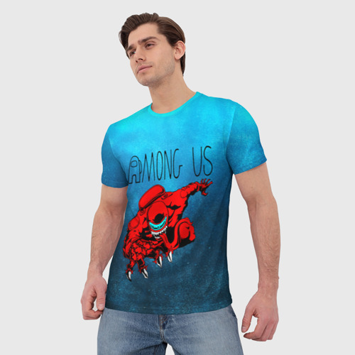 Мужская футболка 3D с принтом Among Us monster, фото на моделе #1