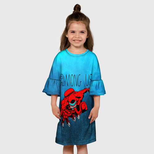 Детское платье 3D с принтом Among Us monster, вид сбоку #3