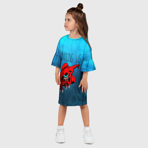 Детское платье 3D с принтом Among Us monster, фото на моделе #1