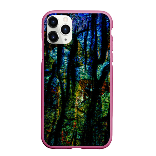 Чехол для iPhone 11 Pro Max матовый Разноцветная гора, цвет малиновый
