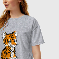 Женская футболка хлопок Oversize Little Tiger - фото 2