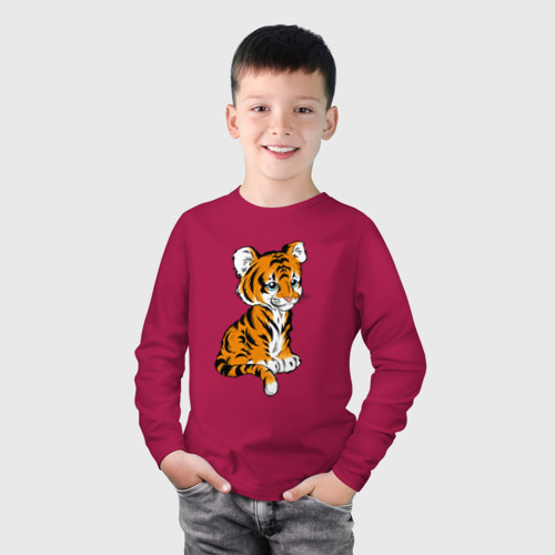 Детский лонгслив хлопок Little Tiger, цвет маджента - фото 3