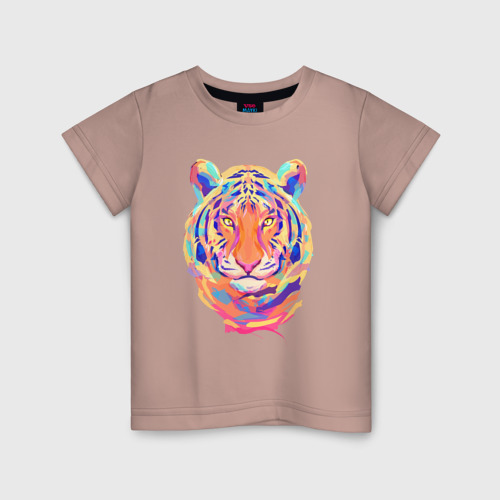 Детская футболка хлопок Color Tiger, цвет пыльно-розовый