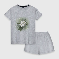 Женская пижама с шортиками хлопок Ароматный жасмин