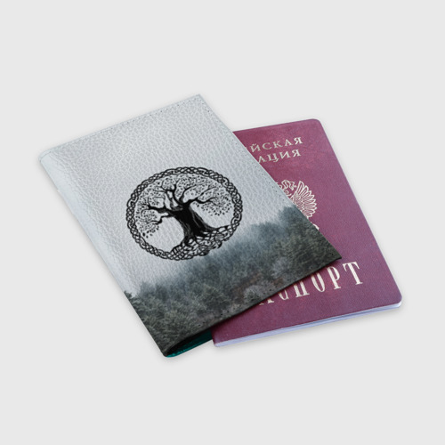 Обложка для паспорта матовая кожа Иггдрасиль Yggdrasil, цвет бирюзовый - фото 3