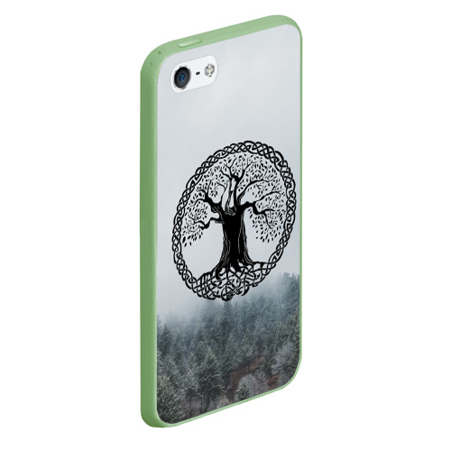 Чехол для iPhone 5/5S матовый Иггдрасиль Yggdrasil, цвет салатовый - фото 3