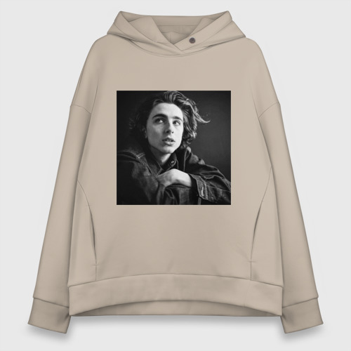 Женское худи Oversize хлопок Timothee Chalamet, цвет миндальный