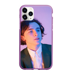 Чехол для iPhone 11 Pro Max матовый Timothee Chalamet розовый градиент