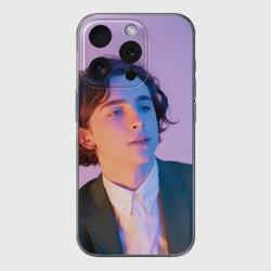 Чехол для iPhone 15 Pro силиконовый с защитой камеры Timothee Chalamet розовый градиент