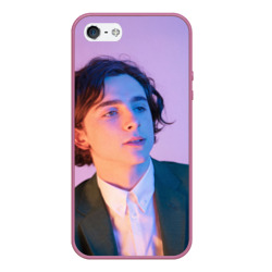 Чехол для iPhone 5/5S матовый Timothee Chalamet розовый градиент