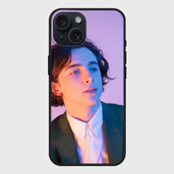 Чехол силиконовый для Apple iPhone 15 матовый Timothee Chalamet розовый градиент