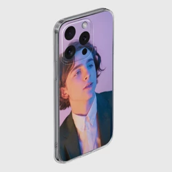 Чехол для iPhone 15 Pro силиконовый с защитой камеры Timothee Chalamet розовый градиент - фото 2