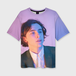 Женская футболка oversize 3D Timothee Chalamet розовый градиент