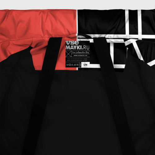 Женская зимняя куртка 3D с принтом Черный и коралловый геометрический узор, фото #5