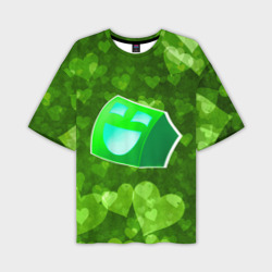 Мужская футболка oversize 3D Geometry Dash green love