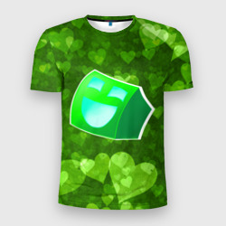 Мужская футболка 3D Slim Geometry Dash green love