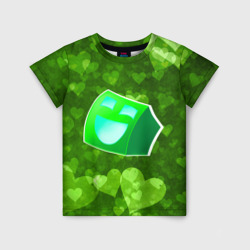 Детская футболка 3D Geometry Dash green love