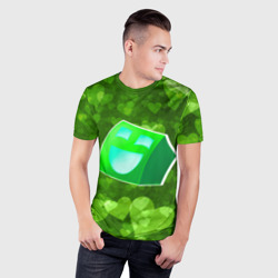 Мужская футболка 3D Slim Geometry Dash green love - фото 2