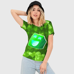 Женская футболка 3D Slim Geometry Dash green love - фото 2