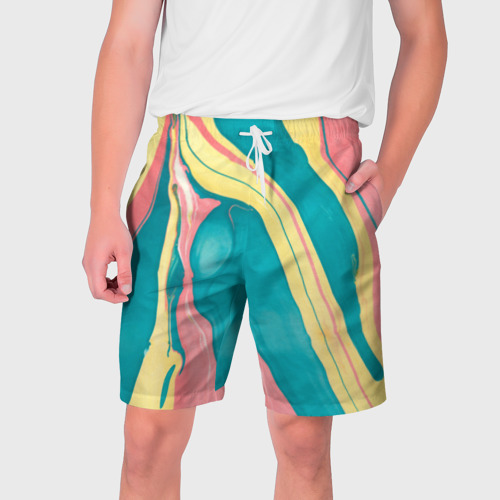 Мужские шорты 3D с принтом Красочный развод, вид спереди #2