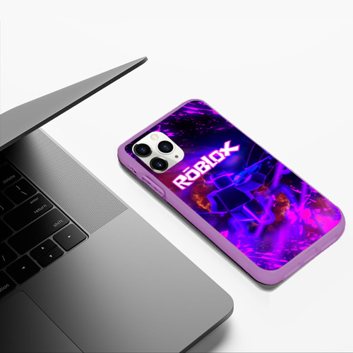 Чехол для iPhone 11 Pro Max матовый Music Roblox Роблокс, цвет фиолетовый - фото 5