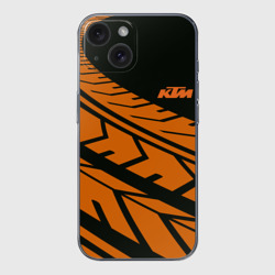 Чехол для iPhone 15 силиконовый с защитой камеры Orange KTM КТМ