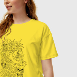 Женская футболка хлопок Oversize Tiger & Skulls tattoo - фото 2