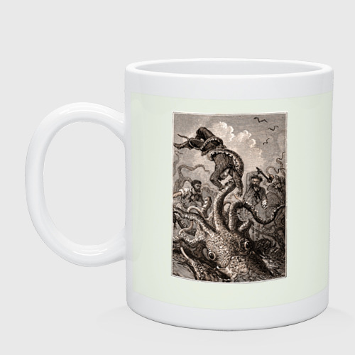 Кружка керамическая с принтом Кракен морское чудовище, вид спереди #2