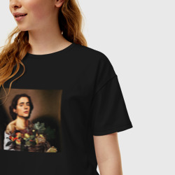 Женская футболка хлопок Oversize Тимоти Шаламе картина корзина с фруктами Timothee Chalamet - фото 2