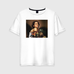 Женская футболка хлопок Oversize Тимоти Шаламе картина корзина с фруктами Timothee Chalamet