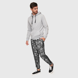 Мужские брюки 3D Кружевной цветочный черно белый узор - фото 2