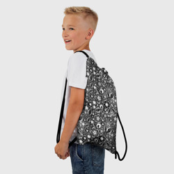 Рюкзак-мешок 3D Кружевной цветочный черно белый узор - фото 2
