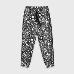 Детские брюки 3D Кружевной цветочный черно белый узор