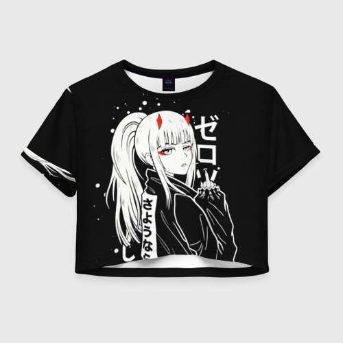 Женская футболка Crop-top 3D Darling in the Franxx: Zero Two, цвет 3D печать