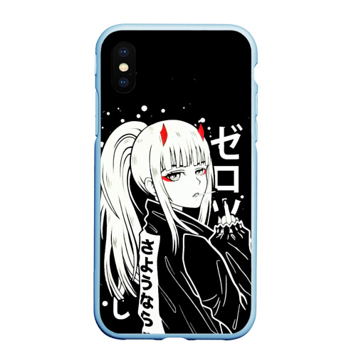 Чехол для iPhone XS Max матовый Darling in the Franxx: Zero Two, цвет голубой