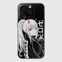 Чехол для iPhone 15 Pro силиконовый с защитой камеры Darling in the Franxx: Zero Two
