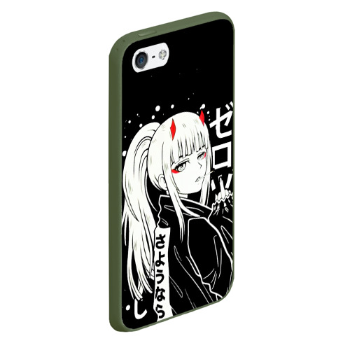 Чехол для iPhone 5/5S матовый Darling in the Franxx: Zero Two, цвет темно-зеленый - фото 3