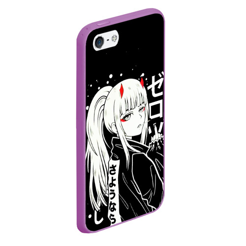 Чехол для iPhone 5/5S матовый Darling in the Franxx: Zero Two, цвет фиолетовый - фото 3