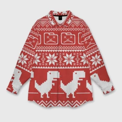 Женская рубашка oversize 3D Новогодний гугл