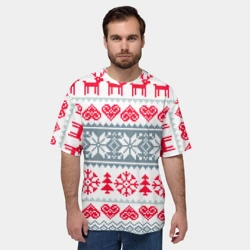 Мужская футболка oversize 3D Зимняя любовь - фото 2