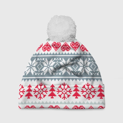 Шапка 3D c помпоном Зимняя любовь